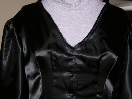 How to make a black satin Victorian Gown costume sewing Simplicity 4244 Bridal Pattern V Neck