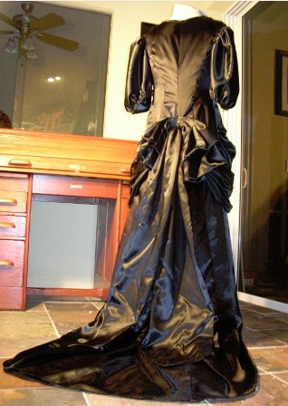 Neo-Victorian Costume Ball Gown Black Satin