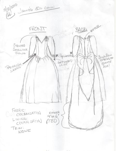 Butterick 4743 1980s Wedding Gown Sketch