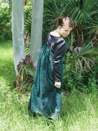 Regency Gown — Black Satin