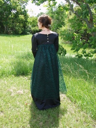 Black Satin Regency Ball Gown Simplicity 4055