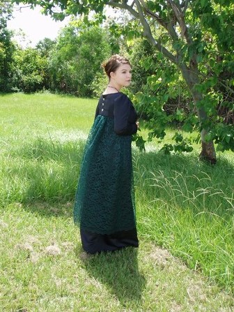 Black Satin Regency Ball Gown Simplicity 4055