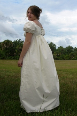 © 2009 Time Travel Costumes white muslin regency gown 