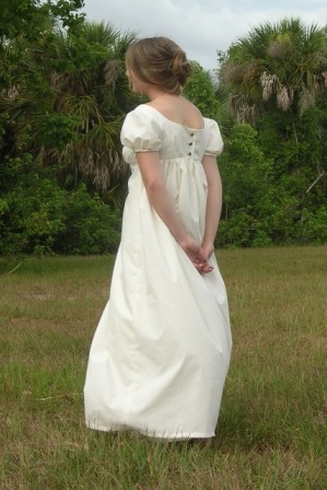 © 2009 Time Travel Costumes white muslin regency gown 