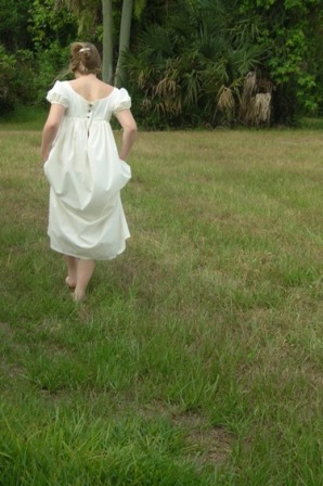 © 2009 Time Travel Costumes white muslin regency gown