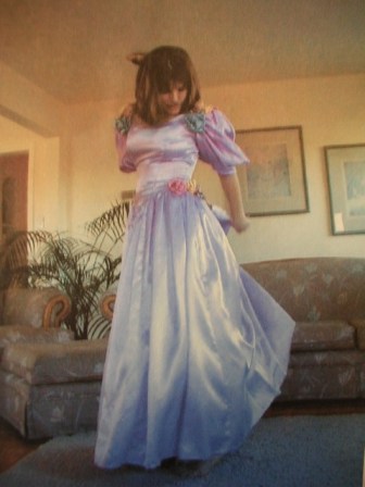 1980s Style Prom Dress with Roses